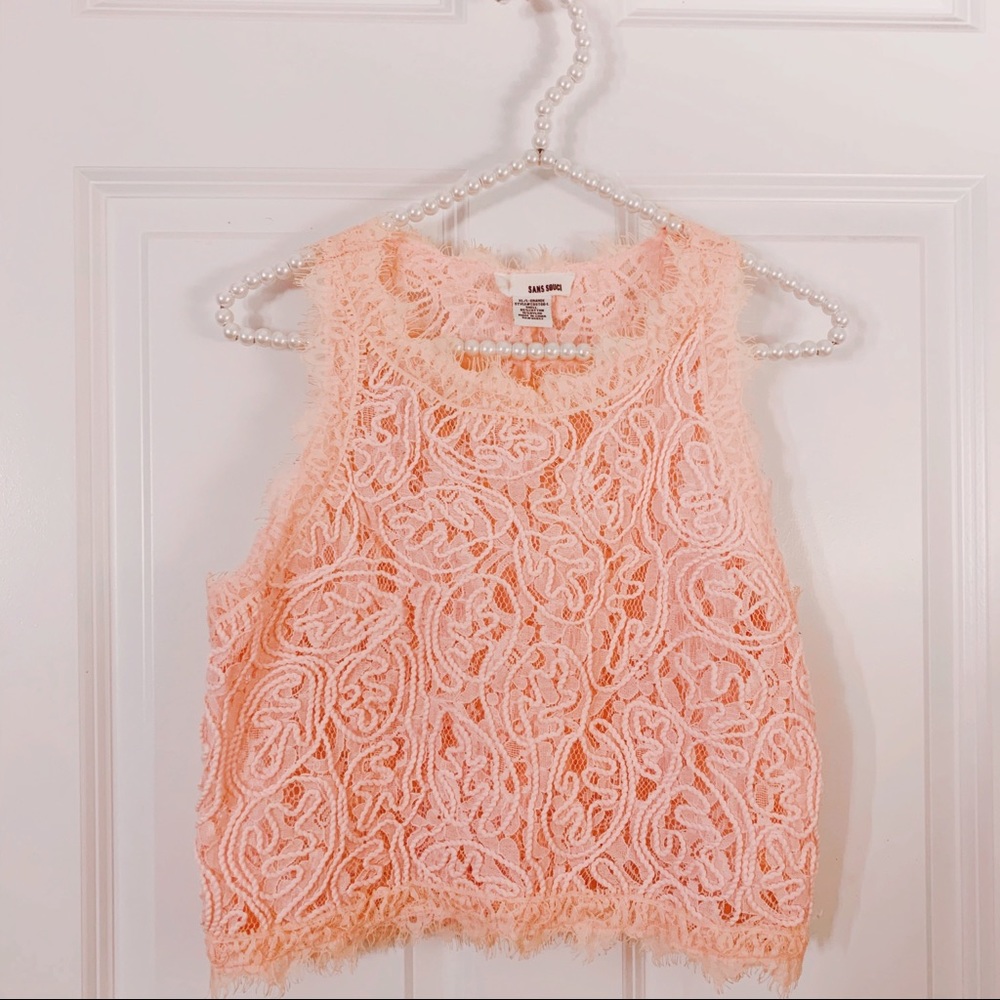 Adorable Pink Lace Crop Top